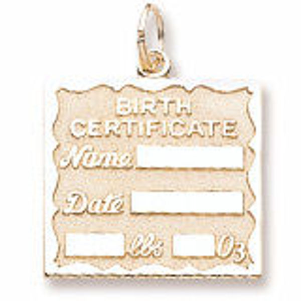 Picture of Birth Certificate Charm