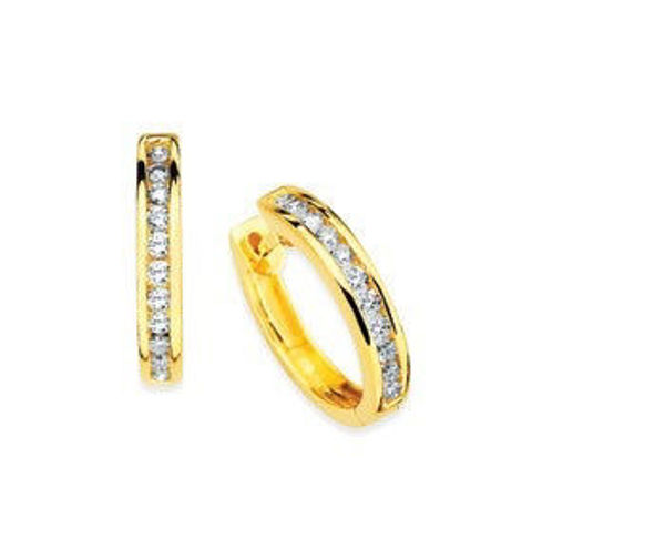 Picture of 1/7 Ctw. Channel Set Diamond Hoop Earrings In 14K Gold