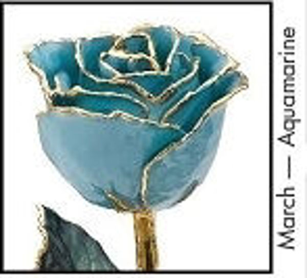 Picture of 24KT LIGHT BLUE Lacquered Birth Month Rose MARCH