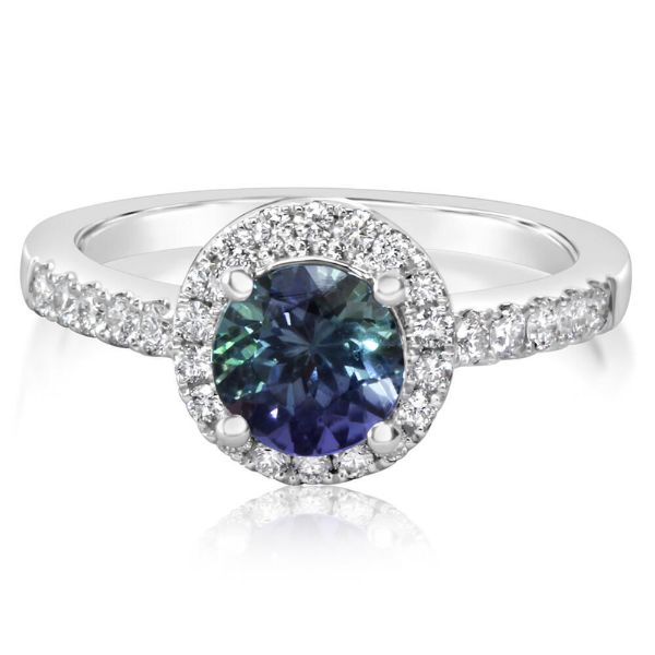 Picture of 14KW Peacock Tanzanite and Diamond Ring 1.16tgw 0.34ct