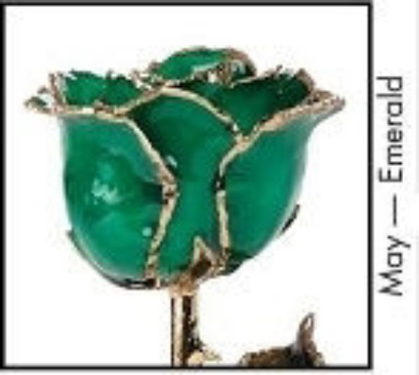 Picture of 24KT DARK GREEN Lacquered Birth Month Rose MAY