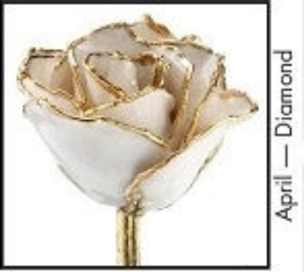 Picture of 24KT WHITE Lacquered Birth Month Rose APRIL