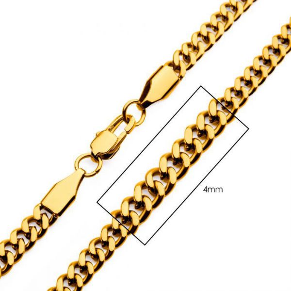 Picture of Inox 4mm 18K Gold IP Diamond Cut Curb Chain Necklace