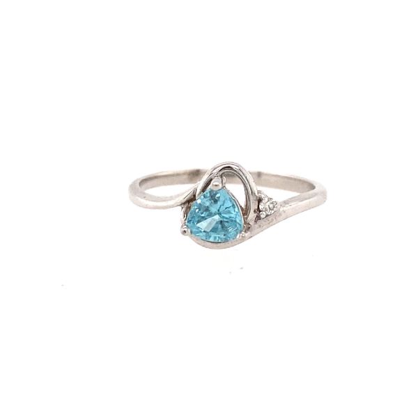 Picture of Blue Zircon and Diamond Ring