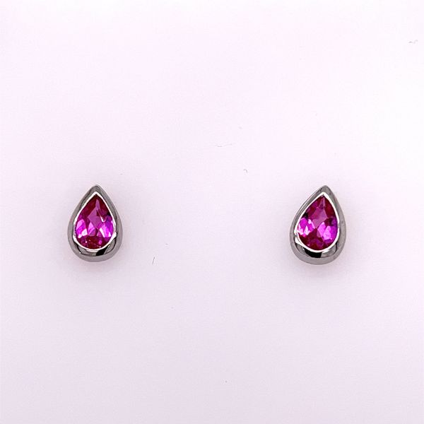 Picture of Created Pink Sapphire Earrings