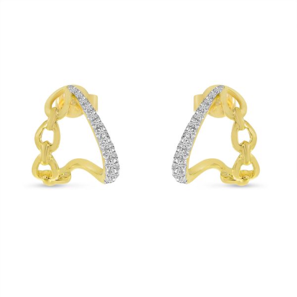 Picture of Diamond & Link Split Huggie Earrings