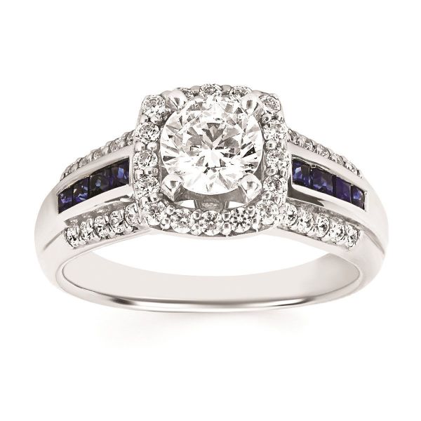 Picture of Diamond and Sapphire Engagement Ring
