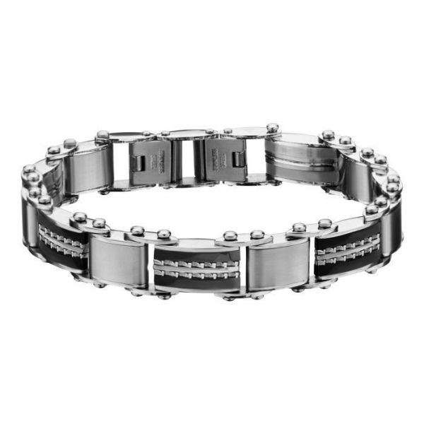 Picture of Double Sided Black Plated & Steel Edge Polish Finished Reversible Bracelet