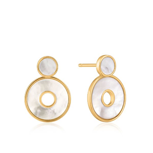 Picture of Gold over Sterling Silver Mother Of Pearl Disc Ear Jackets