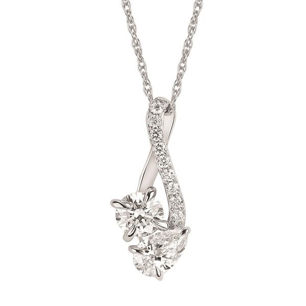 Picture of LAB Pear and Round Diamond Necklace