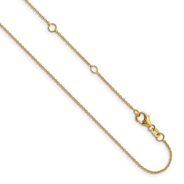 Picture of Leslie's 14k Yellow Gold 1.25mm Round Cable 1in + 1in Adjustable Chain