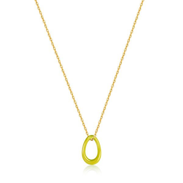 Picture of Neon Yellow Enamel Gold Twisted Pendant Necklace
