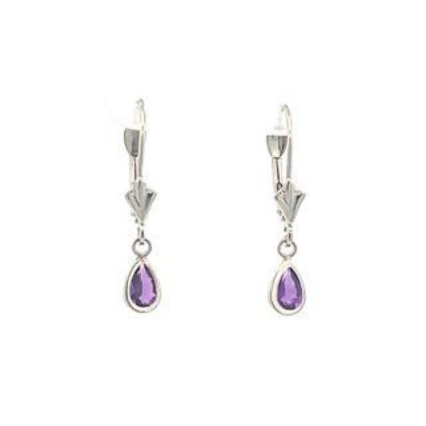 Picture of Pear Shaped Leverback Birthstone Earrings