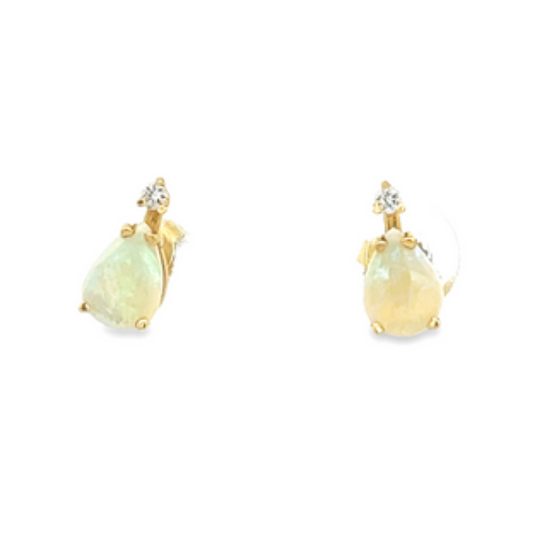 Picture of Pear Shaped Opal and Diamond Earrings
