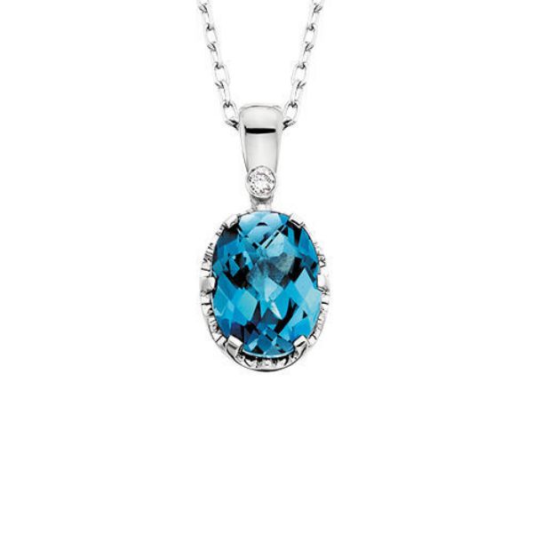 Picture of Royal Blue Topaz Necklace10kt wg 0.01ct