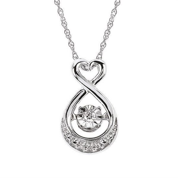 Picture of Shimmering Diamonds® Heart Drop Pendant In Sterling Silver