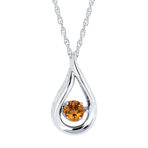 Picture of Shimmering Diamonds® Teardrop Pendant With 3/8 Tgw. Citrine Birthstone In Sterling Silver (November)