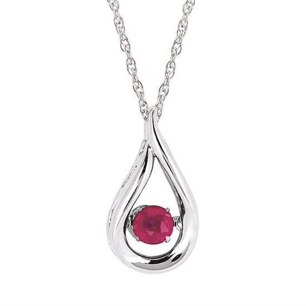 Picture of Shimmering Diamonds® Teardrop Pendant With 3/8 Tgw. Ruby Birthstone In Sterling Silver (July)