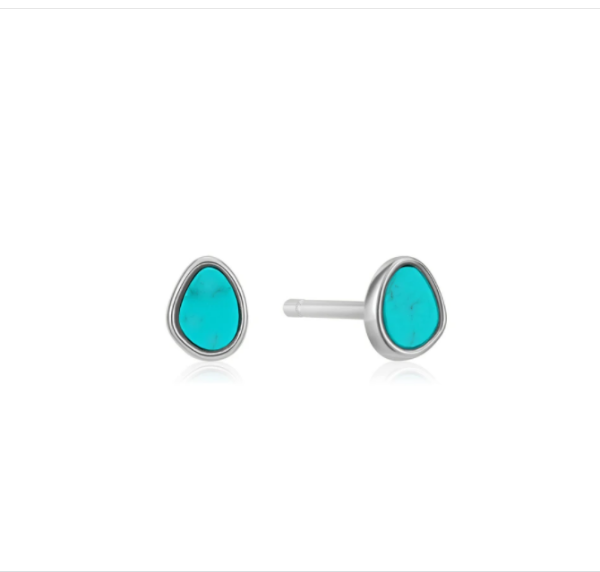 Picture of Silver Tidal Turquoise Stud Earrings