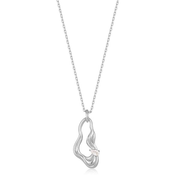 Picture of Silver Twisted Wave Drop Pendant Necklace