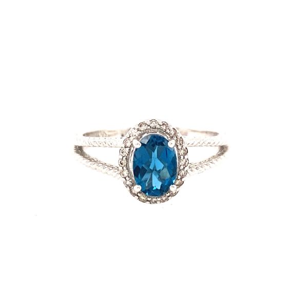 Picture of Split Shank London Blue Topaz and Diamond Fashion Ring