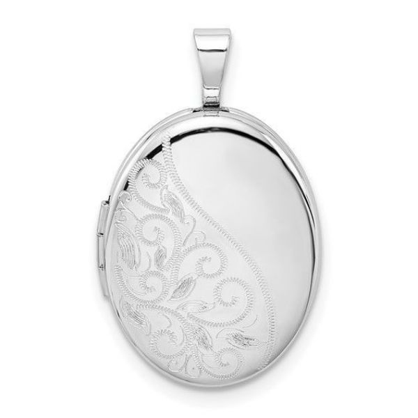 Picture of SS Rhodium-Plated Swirls 19mm Oval Locket