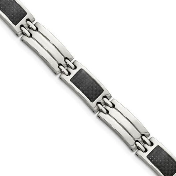 Picture of Stainless Steel Bracelet with Black Carbon Fiber