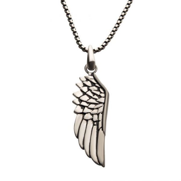 Picture of Steel Wing Pendant with Black Oxidized Steel Box Chain