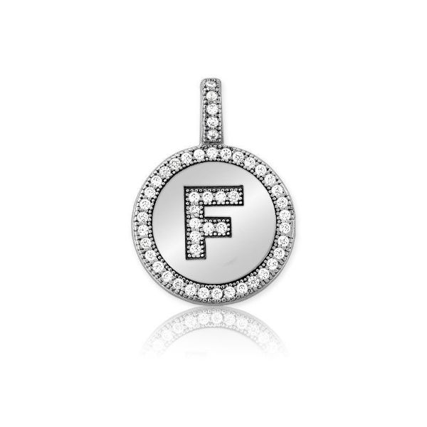Picture of Sterling Silver Micro Pave Circle "F" Pendant