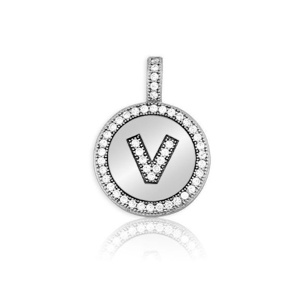 Picture of Sterling Silver Micro Pave Circle "V" Pendant
