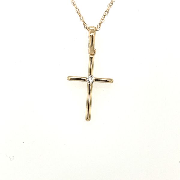 Picture of Yellow Diamond and Diamond Cross Necklace