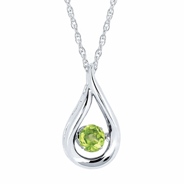 Picture of Shimmering Diamonds® Teardrop Pendant With 3/8 Tgw. Peridot Birthstone In Sterling Silver (August)