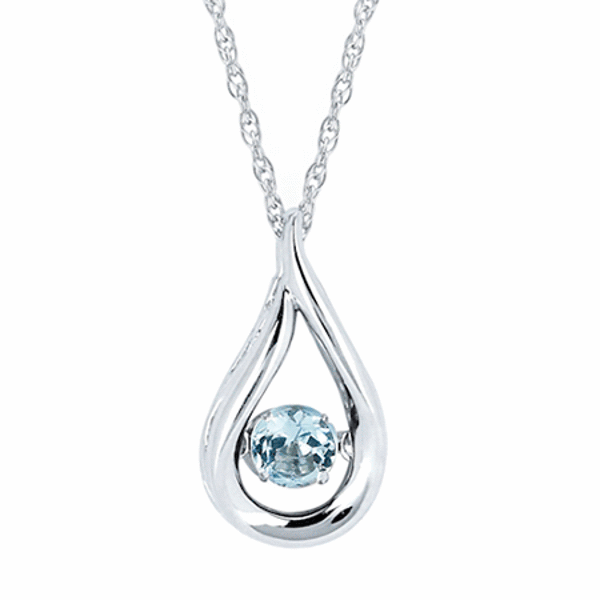Picture of Shimmering Diamonds® Teardrop Pendant With 3/8 Tgw. Aquamarine Birthstone In Sterling Silver (March)
