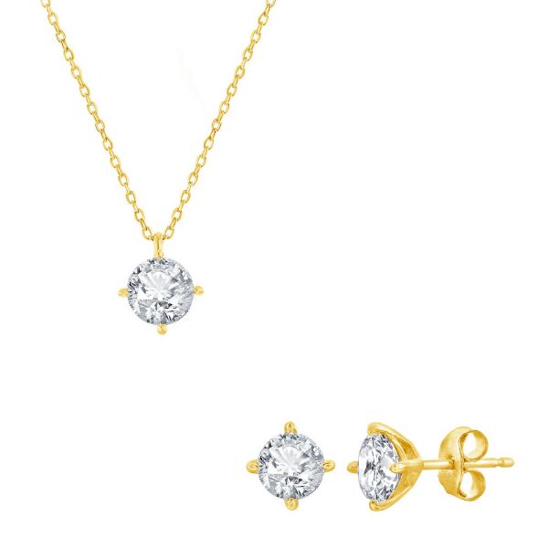 Picture of Round Solitaire Necklace & Earring Set