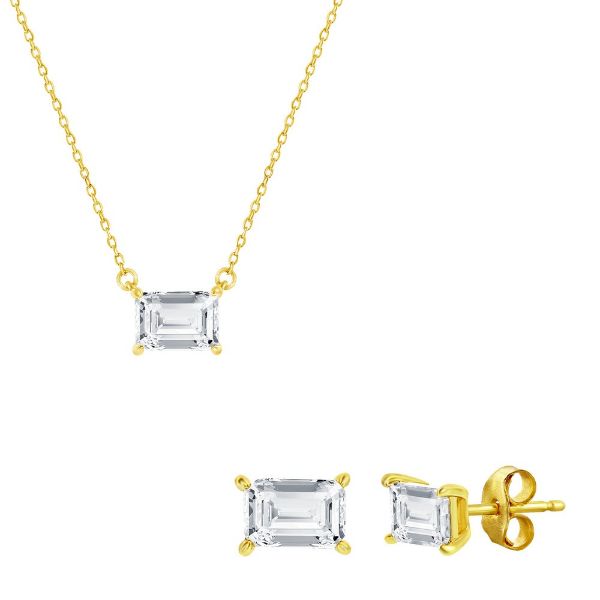 Picture of CZ Rectangle Necklace and Earring Set 