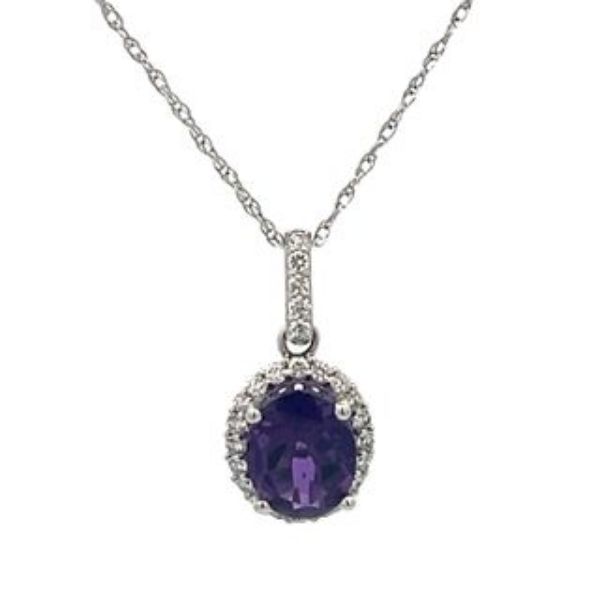 Picture of Amethyst and Diamond Halo Necklace