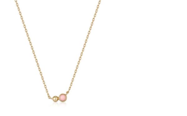 Picture of Gold Orb Rose Quartz Pendant Necklace