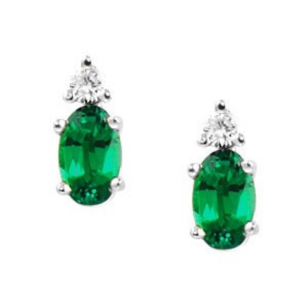 Picture of Created Emerald Birthstone Earrings