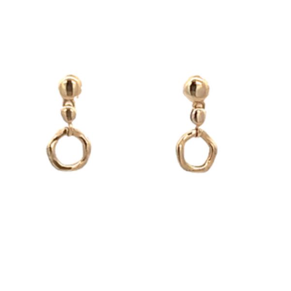 Picture of 14kt Yellow Gold Circle Post Dangle Earrings