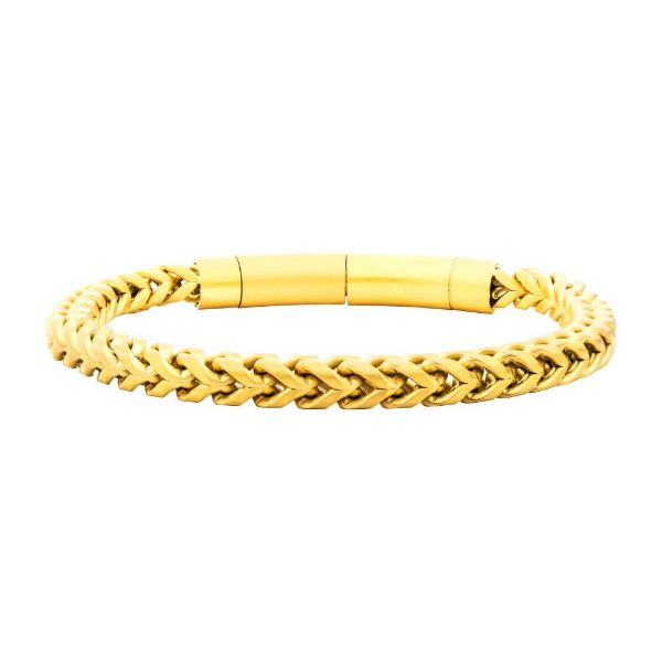 Picture of Matte Finish 18Kt Gold IP Stainless Steel Franco Chain Bracelet