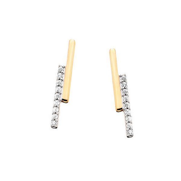 Picture of 10K Diamond and Gold Double Line Earring .05ctt