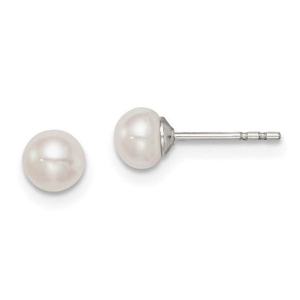 Picture of White Freshwater Pearl Button Earrings