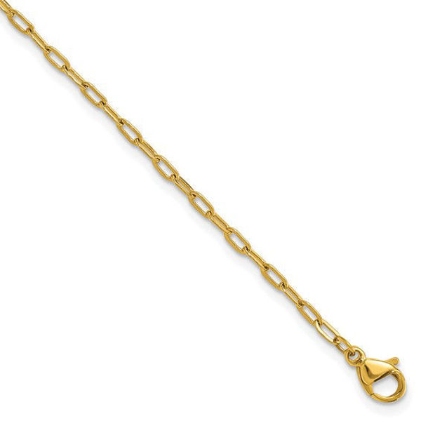 Picture of Chisel Stainless Steel Polished Yellow IP-plated Enlongated Open Link 7.25 inch Chain Bracelet