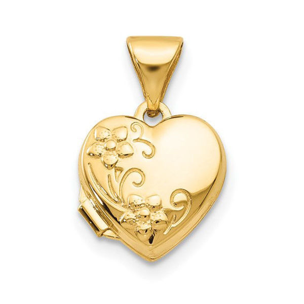 Picture of 14k Yellow Gold Floral Heart Locket