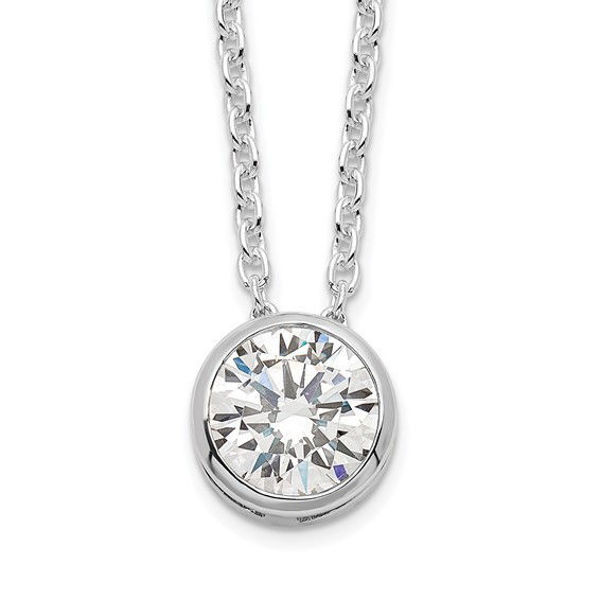 Picture of Sterling Silver Rhodium Plated Bezel CZ Necklace