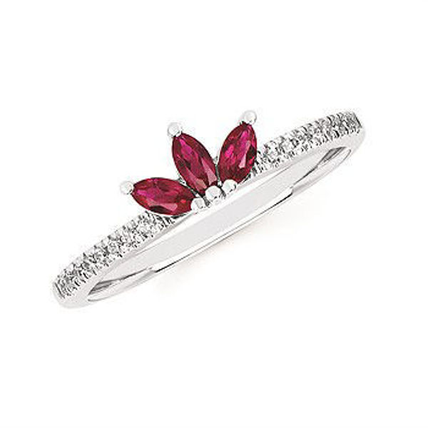 Picture of 3/8 Tgw. Ruby And Diamond Fashion Princess Ring In 14K Gold (Includes 0.08 Ctw. Diamonds)