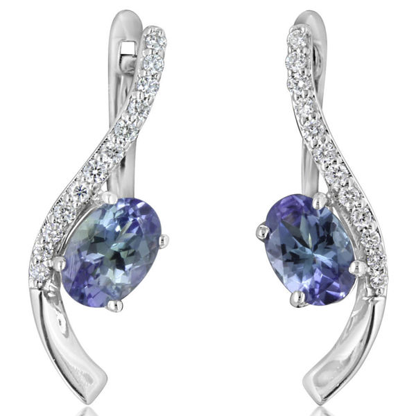 Picture of 14KW Peacock Tanzanite and Diamond Earrings 0.98tgw 0.13ct