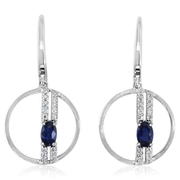Picture of Geometric Sapphire and Diamond Dangle Earrings