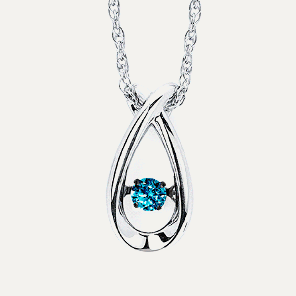 Picture of SILVER 0.07CT BLUE DIAMOND SHIMMERING PENDANT 18" CHAIN