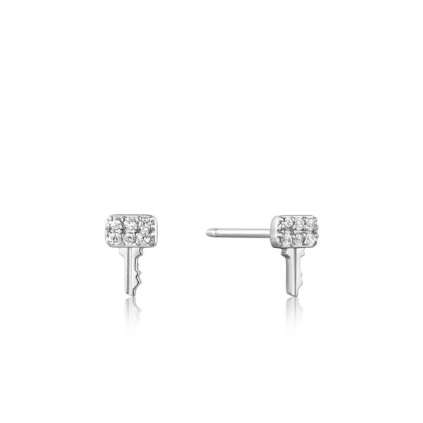 Picture of Silver Key Sparkle Stud Earrings